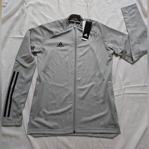 Adidas Light Gray Track Jacket with Black Accents